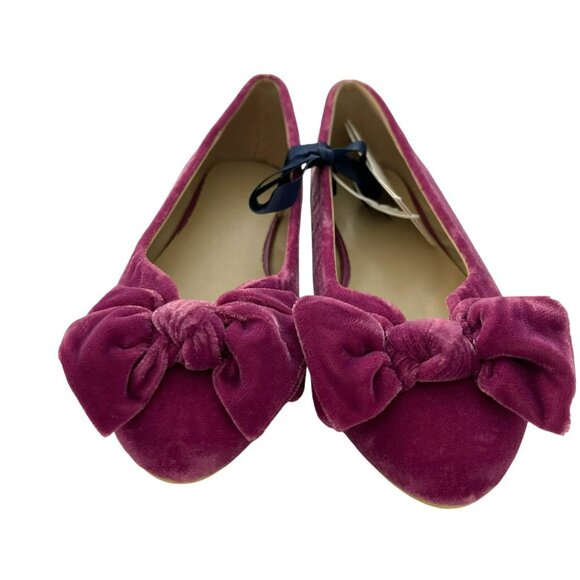 Janie and Jack $69 Velvet Bow-Accent Ballet Flats In Magenta NEW - Picture 2 of 9